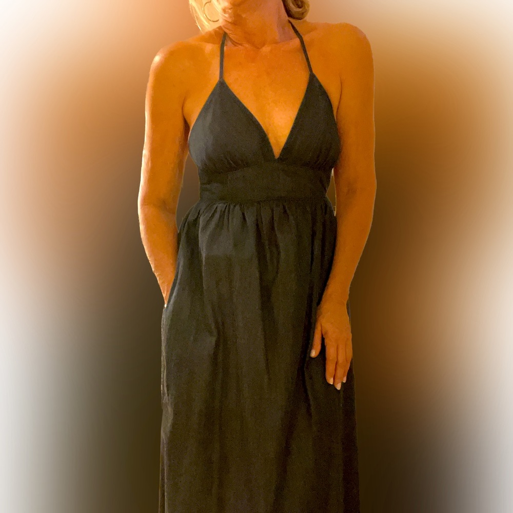 Seven for all mankind blue denim halter dress size S
